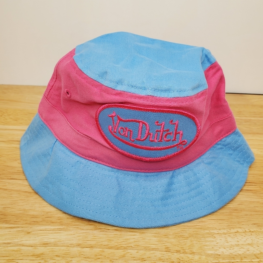 Von Dutch Kids Bucket Hat Pink Blue Unisex